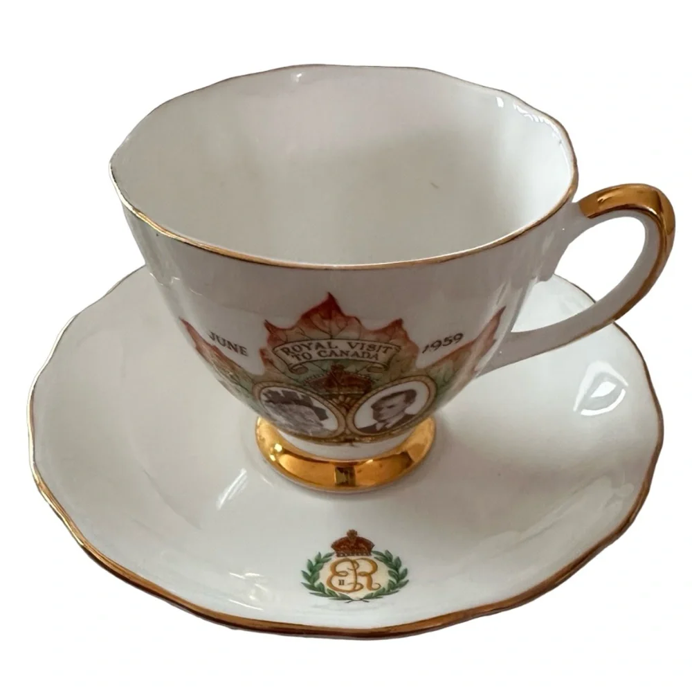 COLCLOUGH Queen Elizabeth Prince Philip Tea Cup & Saucer 1959 Visit to Canada